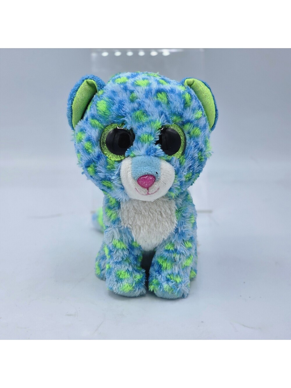 Retired TY Beanie Boo Spotted Leopard Leona 2016 Blue Green 6" Plush